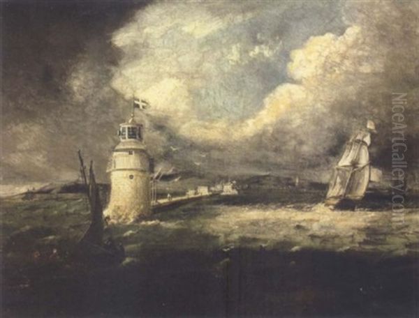 The Entrance To Dublin Port With Shipping Oil Painting by William Sadler the Younger