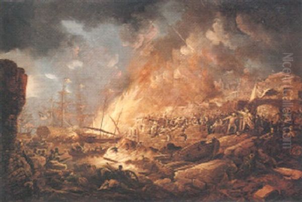 The Bombardment Of Algers Oil Painting by William Sadler the Younger