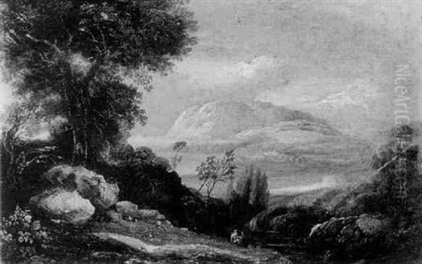 Figures In An Extensive Wooded Mountainous Landscape, (wicklow?) by William Sadler the Younger