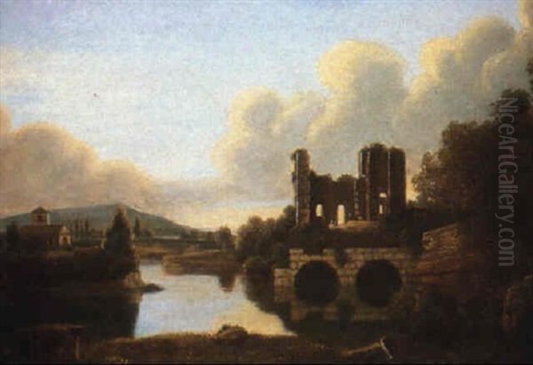 Landscape With Castle Ruins Oil Painting by William Sadler the Younger