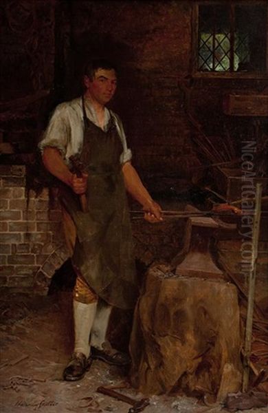 At The Smithy Oil Painting by Walter Dendy Sadler