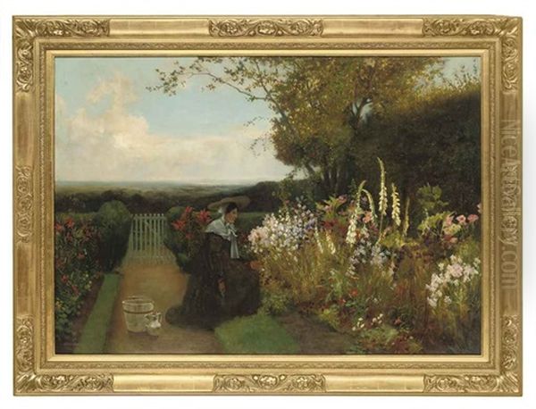 Tending The Garden Oil Painting by Walter Dendy Sadler