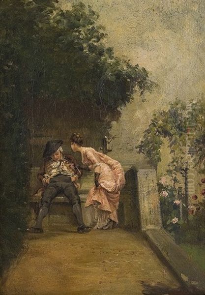 Teasing At The Park Oil Painting by Walter Dendy Sadler