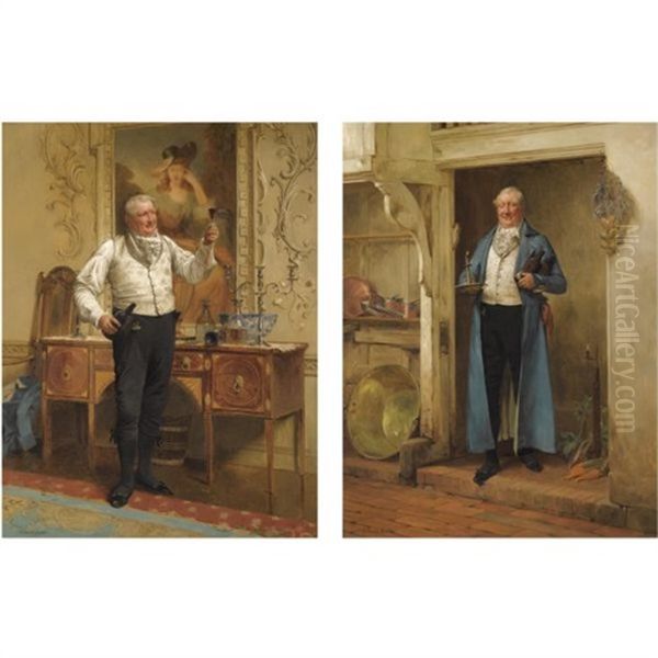 His Favourite Bin (+ The Butler's Glass; 2 Works) Oil Painting by Walter Dendy Sadler