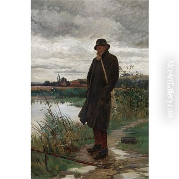 The Angler Oil Painting by Walter Dendy Sadler