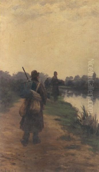 Sunday: The Towing Path Between Sunbury And Walton On Thames Oil Painting by Walter Dendy Sadler