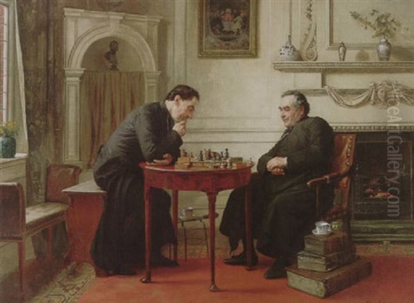 The Chess Game Oil Painting by Walter Dendy Sadler