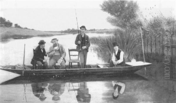 Off The Feed, Barbel Fishing On The Thames Oil Painting by Walter Dendy Sadler