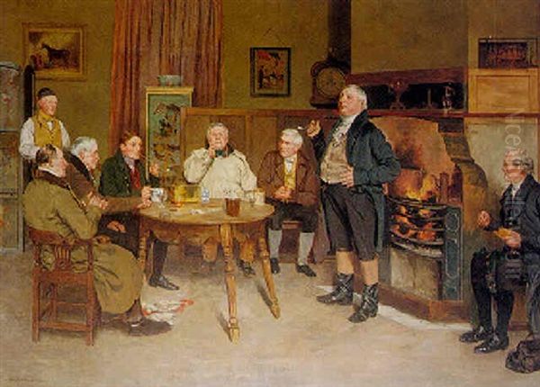 Men's Talk Oil Painting by Walter Dendy Sadler