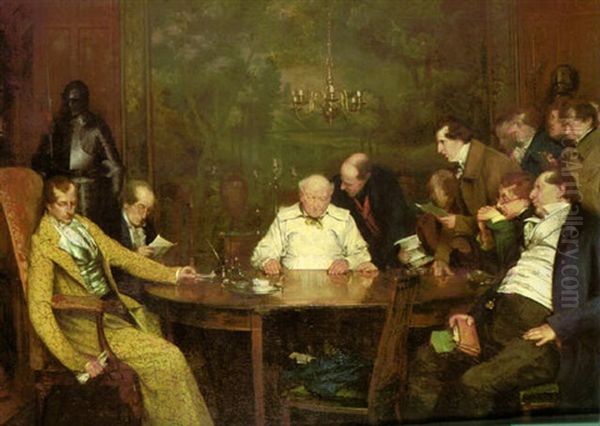 A Meeting Of Creditors Oil Painting by Walter Dendy Sadler