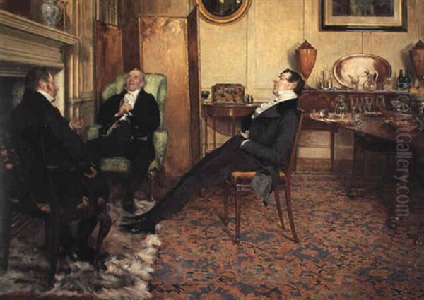 After Dinner Rest Awhile Oil Painting by Walter Dendy Sadler