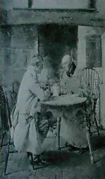 A Fireside Chat Oil Painting by Walter Dendy Sadler