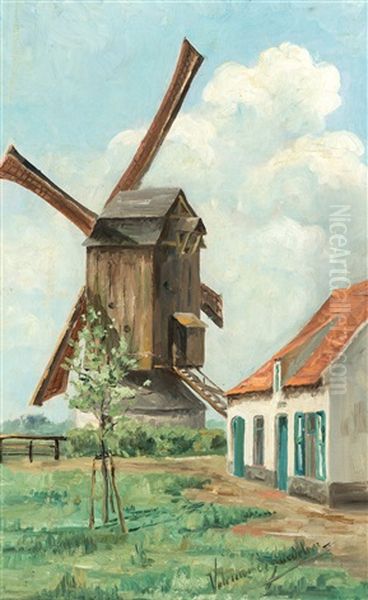 Landscape With Windmill Oil Painting by Valerius De Saedeleer