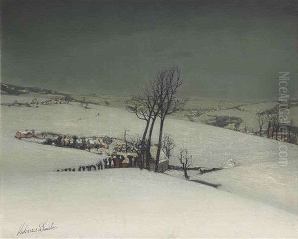 A Winter Landscape Oil Painting by Valerius De Saedeleer