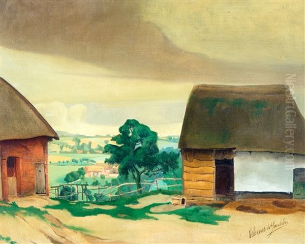 Hoeve In Heuvellandschap Oil Painting by Valerius De Saedeleer