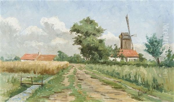 Paysage Estival Avec Moulin Et Fermes by Valerius De Saedeleer