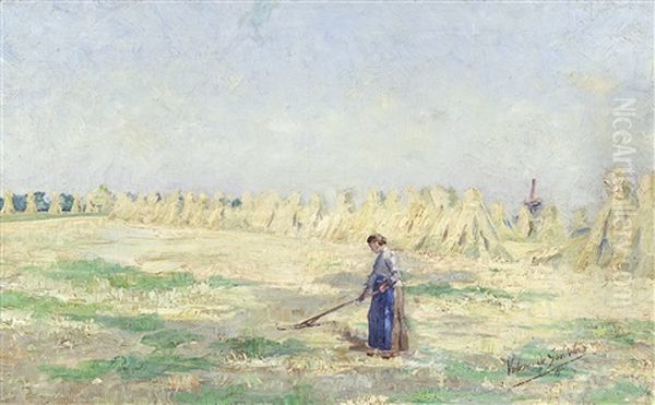 Moisson A Laethem Oil Painting by Valerius De Saedeleer