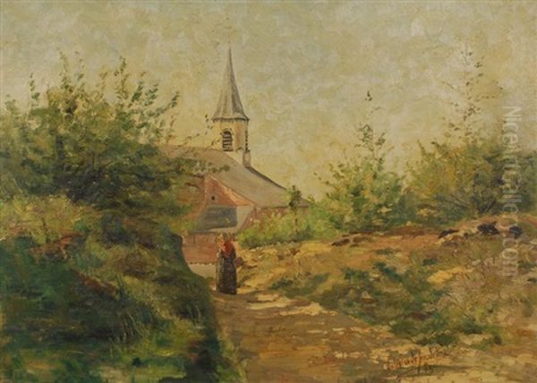 Village Ensoleille Avec Eglise Oil Painting by Valerius De Saedeleer