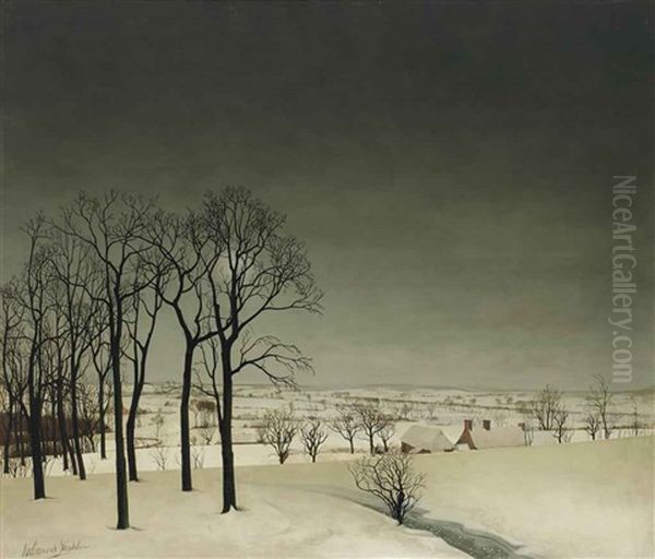 View Of Tiegem In Winter Oil Painting by Valerius De Saedeleer