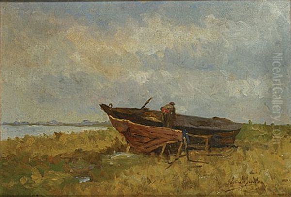 Boot Op Het Droge Oil Painting by Valerius De Saedeleer