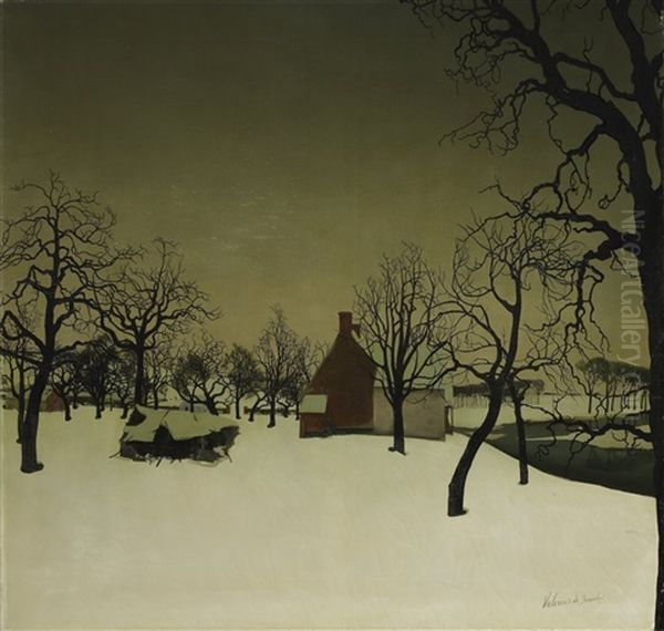 Tempelhof Onder De Sneeuw - Sint-martens-latem Oil Painting by Valerius De Saedeleer