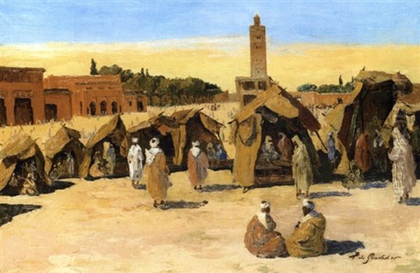 Place Djemaa El Fna Oil Painting by Valerius De Saedeleer