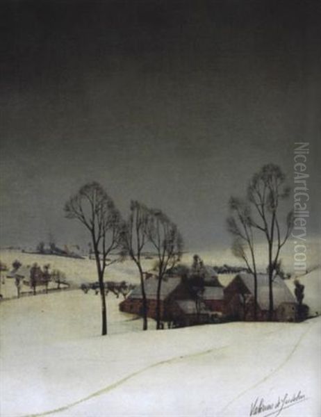 Winter Te Etikhove Oil Painting by Valerius De Saedeleer