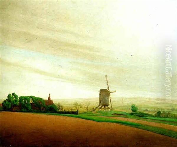 Moulin Dans Un Paysage En Flandre Oil Painting by Valerius De Saedeleer