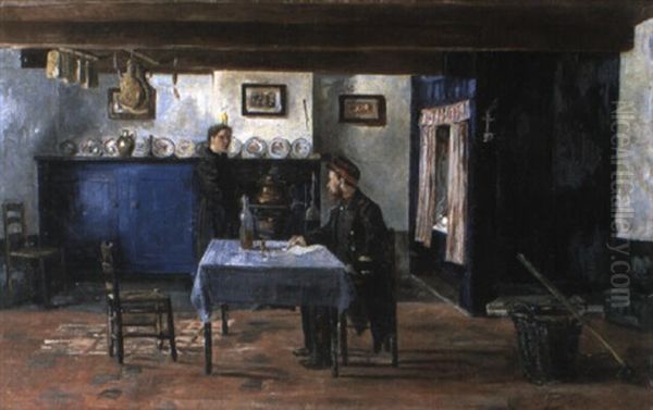 Interieur Te Latem Oil Painting by Valerius De Saedeleer