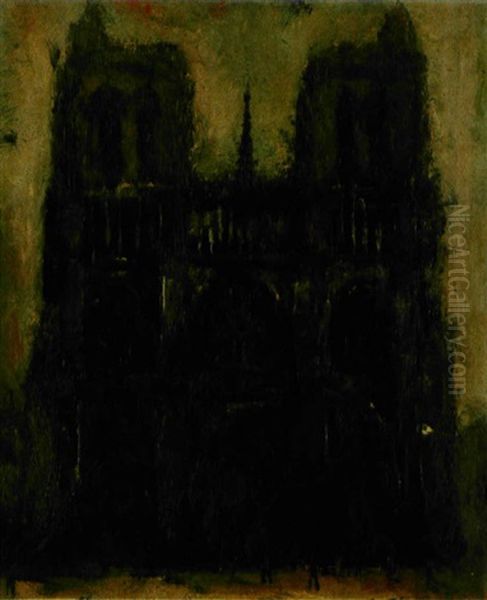 Notre Dame Oil Painting by Yuzo Saeki