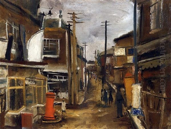 View Of Shimo-ochiai Oil Painting by Yuzo Saeki