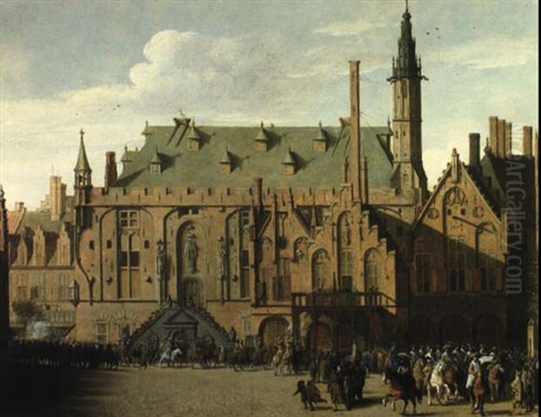 The Town Hall At Haarlem Oil Painting by Pieter Janz Saenredam