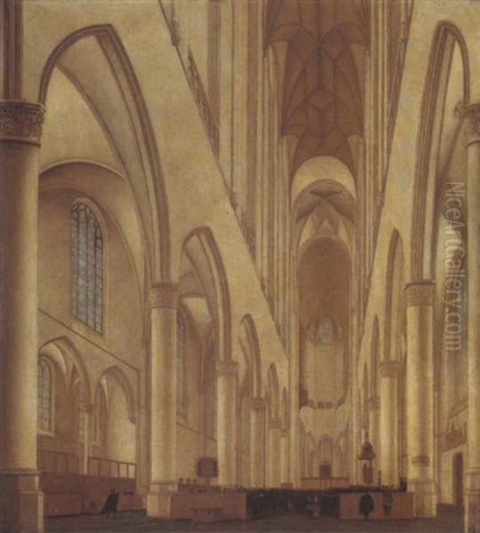 The Interior Of Saint Bavo, Haarlem Oil Painting by Pieter Janz Saenredam