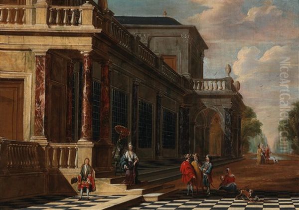 An Elegant Party In Front Of A Palace Oil Painting by Jacob Ferdinand Saeys