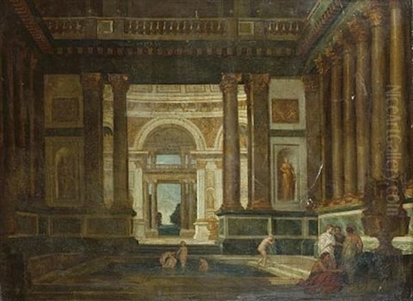 A Roman Bath Oil Painting by Jacob Ferdinand Saeys