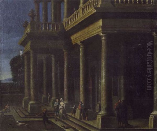 Architecture Animee Oil Painting by Jacob Ferdinand Saeys