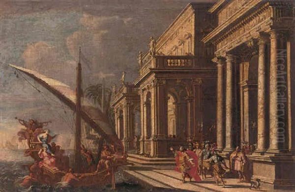 The Meeting Of Anthony And Cleopatra Oil Painting by Jacob Ferdinand Saeys