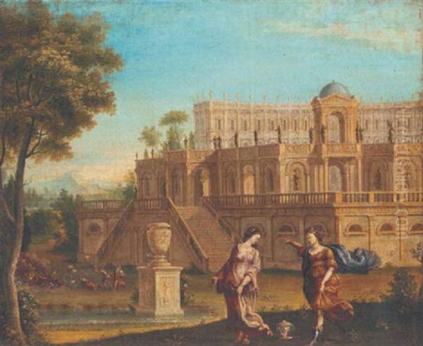 An Architechtural Capriccio With An Allegorical Scene Oil Painting by Jacob Ferdinand Saeys