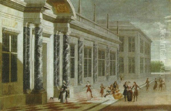 Elegant Figures On The Terrace Of A Palace Oil Painting by Jacob Ferdinand Saeys