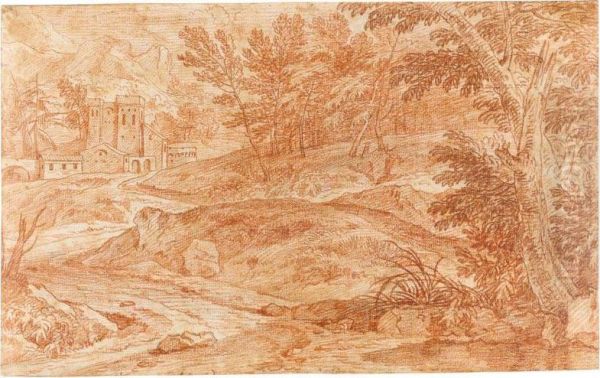 Wooded Landscape With A Castle In The Distance Oil Painting by Adriaen Frans Boudewijns