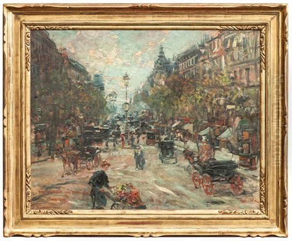 Ulice V Parizi (boulevard Italien) Oil Painting by Jan Safarik