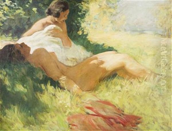 Resting Girls Oil Painting by Jaroslav Safarik