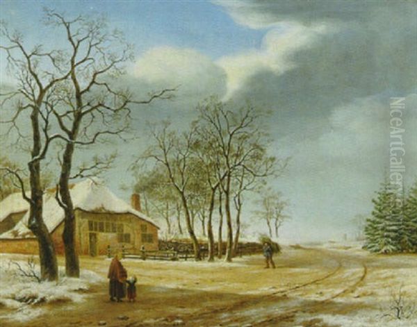 Winterlandschaft Oil Painting by Johann Christiaan Willem Safft