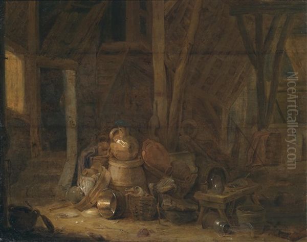 Scheuneninterieur Oil Painting by Cornelis Saftleven