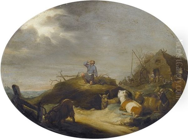 Biblische Landschaftsszene Mit Hirten Und Vieh Oil Painting by Cornelis Saftleven