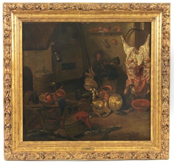 Interieur De Cuisine A La Piece De Boeuf by Cornelis Saftleven