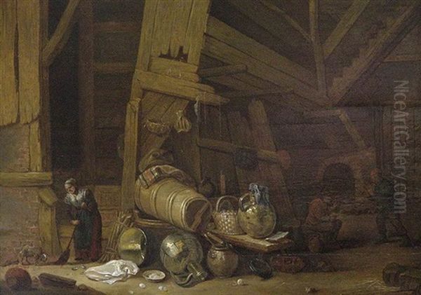 Stallinterieur Oil Painting by Cornelis Saftleven