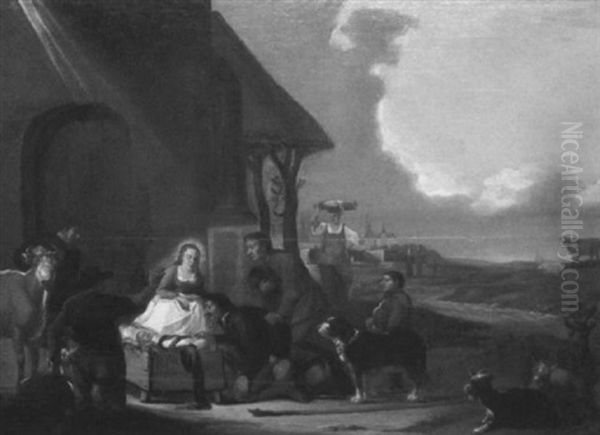 Nativity Scene Oil Painting by Cornelis Saftleven