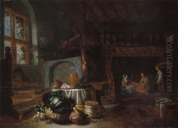 Bauerliches Interieur Oil Painting by Cornelis Saftleven