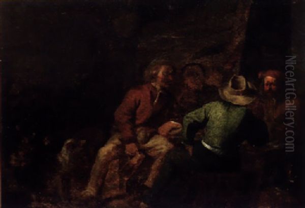 Peasants In An Interior Oil Painting by Cornelis Saftleven